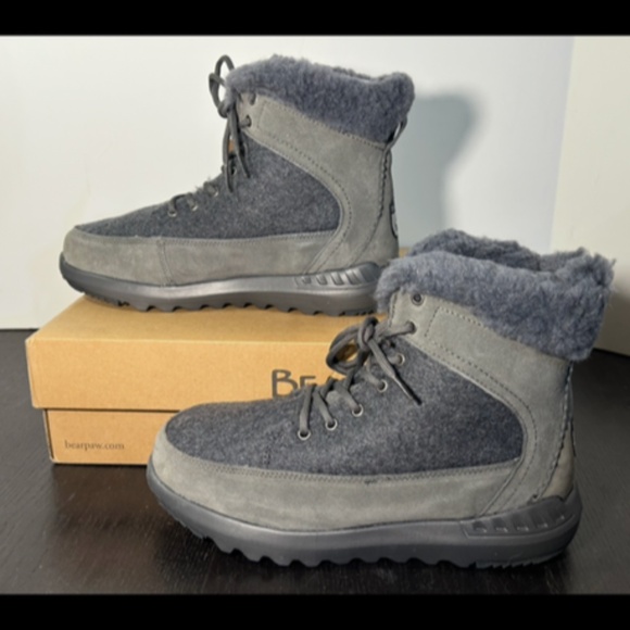 BEARPAW Cheryl Suede Wool Blend Lining Winter Boots Charcoal/Black Womans 10 - Picture 5 of 16